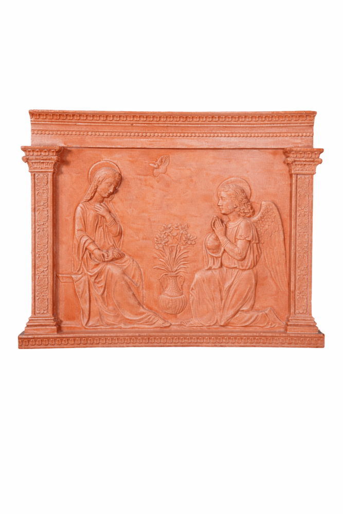 Preview: Relief en terre cuite Annonciation – sculpture murale religieuse en terracotta d’Impruneta